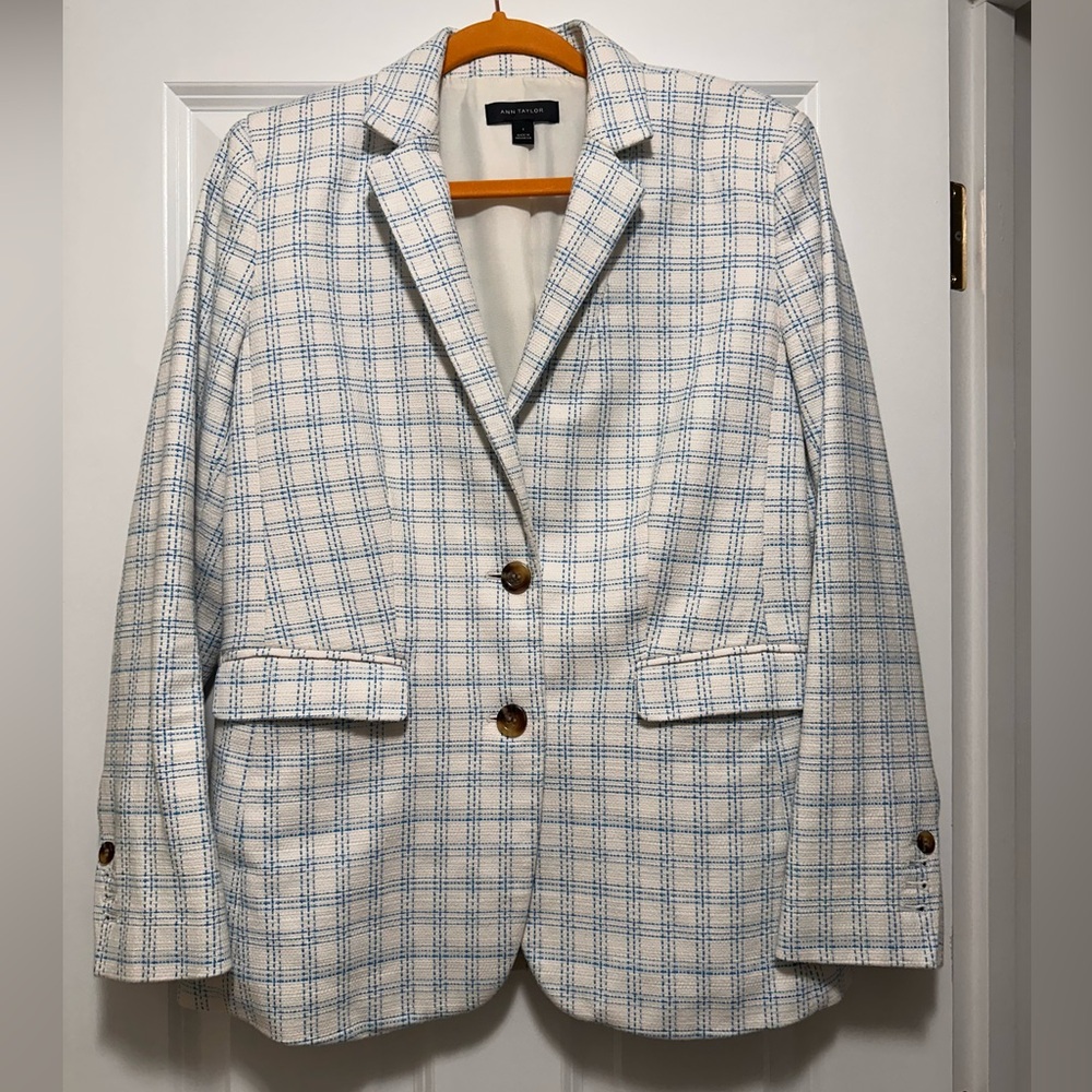 Ann Taylor Plaid Lined Blazer